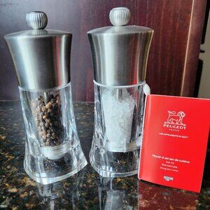 Peugeot Ouessant Mills, stainless top and acrylic bodies